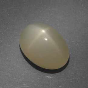7.22캐럿 천연 라이트 브라운 스타 문스톤, 타원형 컷, 13.6×9.7 mm, 투명한