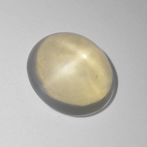 4.56캐럿 천연 크림 화이트 스타 문스톤, 타원형 컷, 11.9×10 mm, 투명한