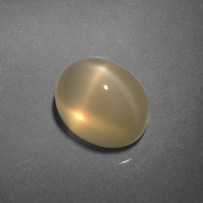 3.25캐럿 천연 크림 스타 문스톤, 타원형 컷, 9.1×7.1 mm, 투명한