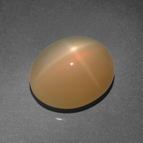 8.03캐럿 천연 크림 피치 스타 문스톤, 타원형 컷, 14.1×11.8 mm, 투명한