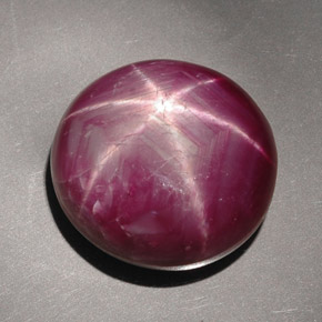 34.16캐럿 천연 보랏빛 레드 스타 루비, 타원형 컷, 17.6×16.6 mm, 불투명체