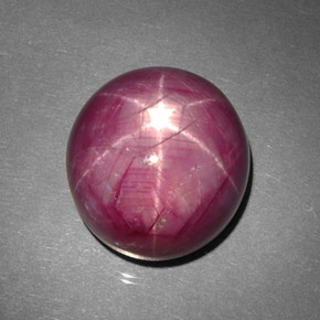 43.70캐럿 천연 보랏빛 레드 스타 루비, 타원형 컷, 18.1×17.1 mm, 불투명체