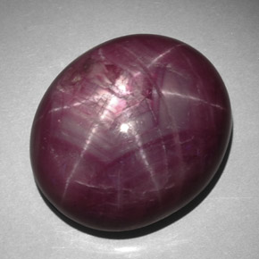 45.34캐럿 천연 보랏빛 레드 스타 루비, 타원형 컷, 20.8×18 mm, 불투명체