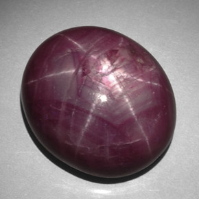 45.34캐럿 천연 보랏빛 레드 스타 루비, 타원형 컷, 20.8×18 mm, 불투명체