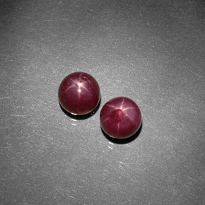 캐럿 천연 보랏빛 레드 스타 루비 보석, 라운드 컷, 5.62 mm, 불투명체