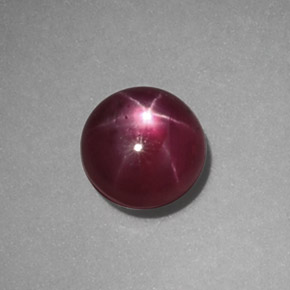 1.22캐럿 천연 보랏빛 레드 스타 루비, 라운드 컷, 5.44 mm, 불투명체