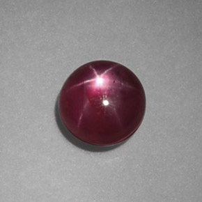 1.22캐럿 천연 보랏빛 레드 스타 루비, 라운드 컷, 5.44 mm, 불투명체