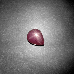 1.78캐럿 천연 보랏빛 레드 스타 루비, 배 모양, 7.9×6.4 mm, 불투명체