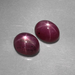 캐럿 천연 보랏빛 레드 스타 루비 보석, 타원형 컷, 5.9×4.7 mm, 불투명체