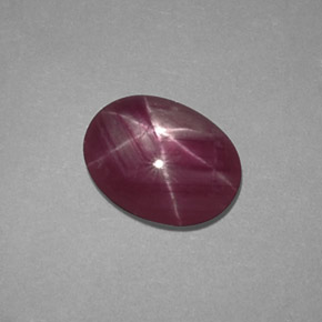 1.50캐럿 천연 보랏빛 레드 스타 루비, 타원형 컷, 8.2×6.3 mm, 불투명체