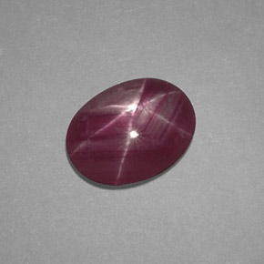 1.50캐럿 천연 보랏빛 레드 스타 루비, 타원형 컷, 8.2×6.3 mm, 불투명체