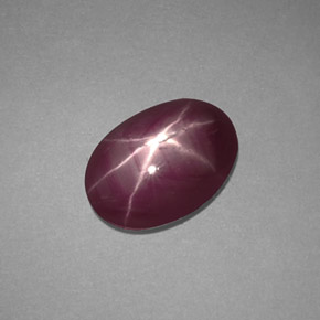 1.80캐럿 천연 보랏빛 레드 스타 루비, 타원형 컷, 8.5×6 mm, 불투명체
