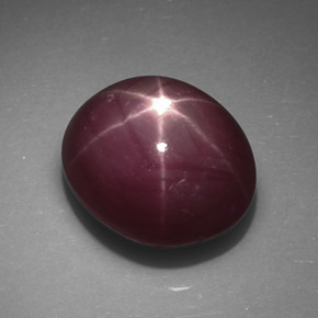 5.46캐럿 천연 보랏빛 레드 스타 루비, 타원형 컷, 9.8×8.3 mm, 불투명체