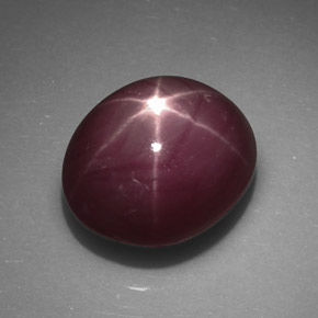 5.46캐럿 천연 보랏빛 레드 스타 루비, 타원형 컷, 9.8×8.3 mm, 불투명체