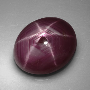 4.77캐럿 천연 보랏빛 레드 스타 루비, 타원형 컷, 10.5×8.7 mm, 불투명체