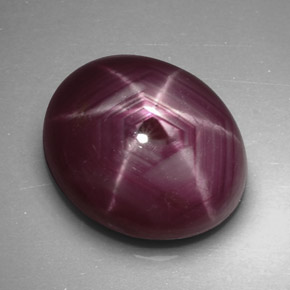 4.77캐럿 천연 보랏빛 레드 스타 루비, 타원형 컷, 10.5×8.7 mm, 불투명체