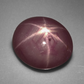 5.80캐럿 천연 보랏빛 레드 스타 루비, 타원형 컷, 10.5×9.1 mm, 불투명체
