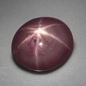 5.80캐럿 천연 보랏빛 레드 스타 루비, 타원형 컷, 10.5×9.1 mm, 불투명체