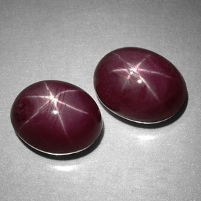 캐럿 천연 보랏빛 레드 스타 루비 보석, 타원형 컷, 7.3×5.7 mm, 불투명체
