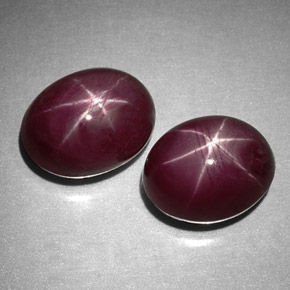 캐럿 천연 보랏빛 레드 스타 루비 보석, 타원형 컷, 7.3×5.7 mm, 불투명체