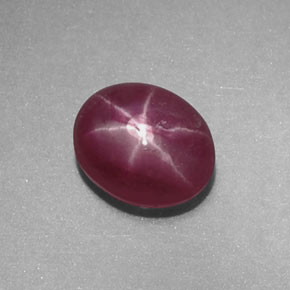 1.01캐럿 천연 보랏빛 레드 스타 루비, 타원형 컷, 6.1×5.1 mm, 불투명체