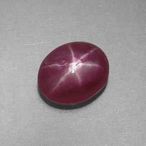 1.01캐럿 천연 보랏빛 레드 스타 루비, 타원형 컷, 6.1×5.1 mm, 불투명체