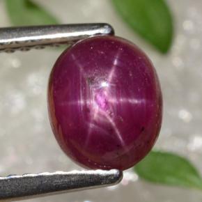 2.91캐럿 천연 보랏빛 레드 스타 루비, 타원형 컷, 7.9×6.4 mm, 불투명체