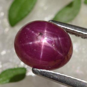 2.91캐럿 천연 보랏빛 레드 스타 루비, 타원형 컷, 7.9×6.4 mm, 불투명체