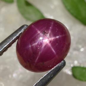 2.91캐럿 천연 보랏빛 레드 스타 루비, 타원형 컷, 7.9×6.4 mm, 불투명체