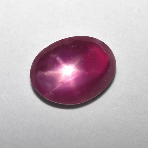 0.64캐럿 천연 핑크빛 레드 스타 루비, 타원형 컷, 5.7×4.6 mm, 투명한