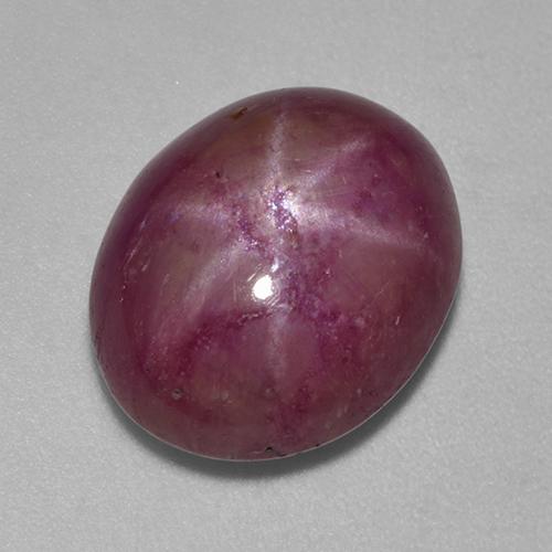 10.07캐럿 천연 붉은빛 퍼플 스타 루비, 타원형 컷, 13.7×11.3 mm, 불투명체