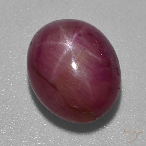 5.24ct 자연스러운 적자색 스타루비, 타원형, 불투명체