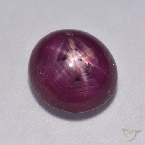 5.43ct 자연스러운 미디엄 다크 퍼플 스타루비, 타원형, 투명한