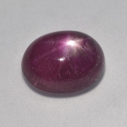 4.90캐럿 천연 미디엄 다크 퍼플 스타 루비, 타원형 컷, 10.3×8.1 mm, 투명한