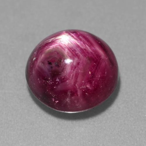 4.11캐럿 천연 핑크빛 퍼플 스타 루비, 타원형 컷, 8.6×8.1 mm, 투명한