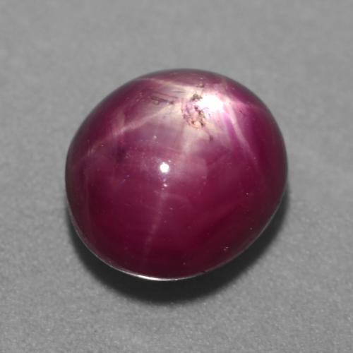 5.38캐럿 천연 미디엄 다크 퍼플 스타 루비, 타원형 컷, 9.4×8.4 mm, 투명한