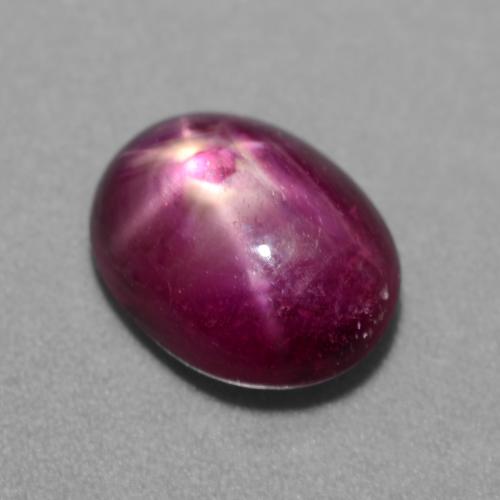 3.81캐럿 천연 다크 퍼플 스타 루비, 타원형 컷, 9.8×7.7 mm, 투명한