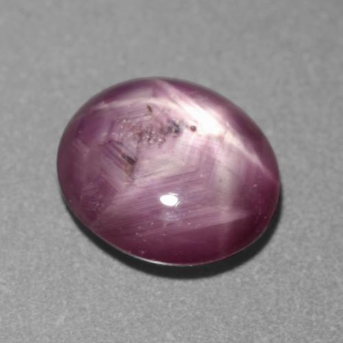 1.83캐럿 천연 미디엄 다크 퍼플 스타 루비, 타원형 컷, 8×7 mm, 투명한