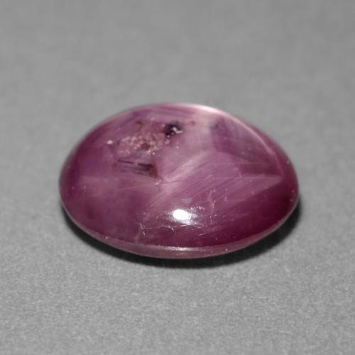 1.83캐럿 천연 미디엄 다크 퍼플 스타 루비, 타원형 컷, 8×7 mm, 투명한