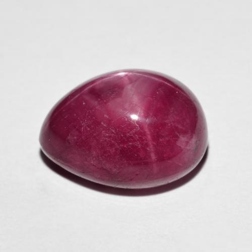 9.64캐럿 천연 딥 레드 스타 루비, 배 모양, 12.5×10.2 mm, 불투명체