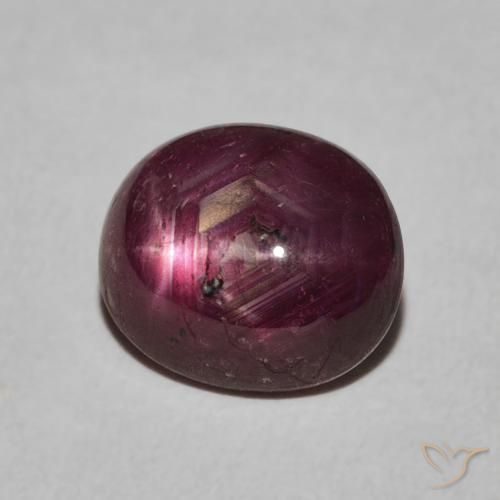 4.38캐럿 천연 Medium Dark-Purple 스타루비, 타원형, 불투명체