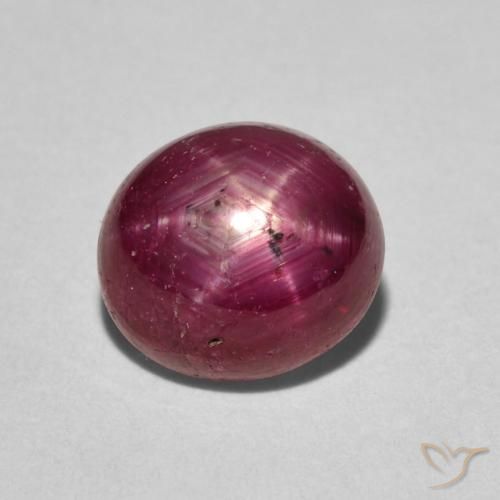 3.74ct 자연스러운 미디엄 레드 스타루비, 타원형, 불투명체