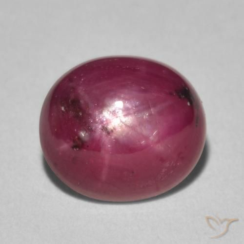 4.85ct 자연스러운 미디엄 레드 스타루비, 타원형, 불투명체