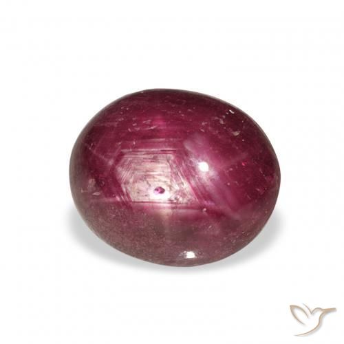 6.70ct 자연스러운 Medium Dark Reddish-Purple 스타루비, 타원형, 불투명체