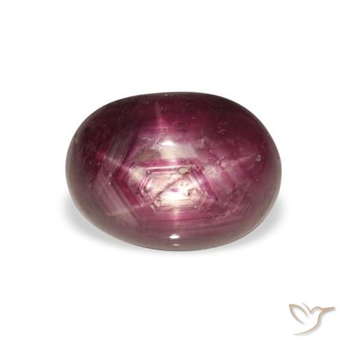 6.23ct 자연스러운 분홍빛이 도는 보라색 스타루비, 타원형, 불투명체