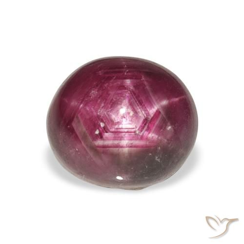 6.39ct 자연스러운 분홍빛이 도는 보라색 스타루비, 타원형, 불투명체