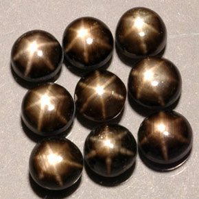 캐럿 천연 검정색 스타 사파이어 보석, 라운드 컷, 4.90 mm, 불투명체