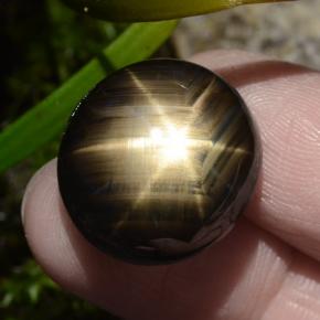 30.49캐럿 천연 검정색 스타 사파이어, 타원형 컷, 18.9×17.4 mm, 불투명체