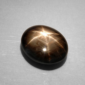 7.59캐럿 천연 검정색 스타 사파이어, 타원형 컷, 12.6×10.4 mm, 불투명체