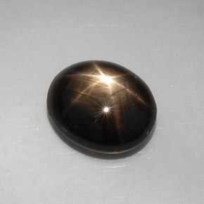 8.19캐럿 천연 검정색 스타 사파이어, 타원형 컷, 12.4×10.2 mm, 불투명체